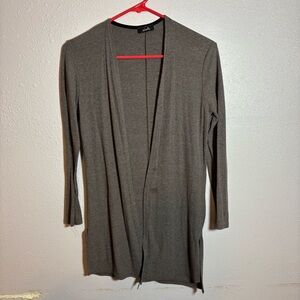 Gray Open Front Cardigan